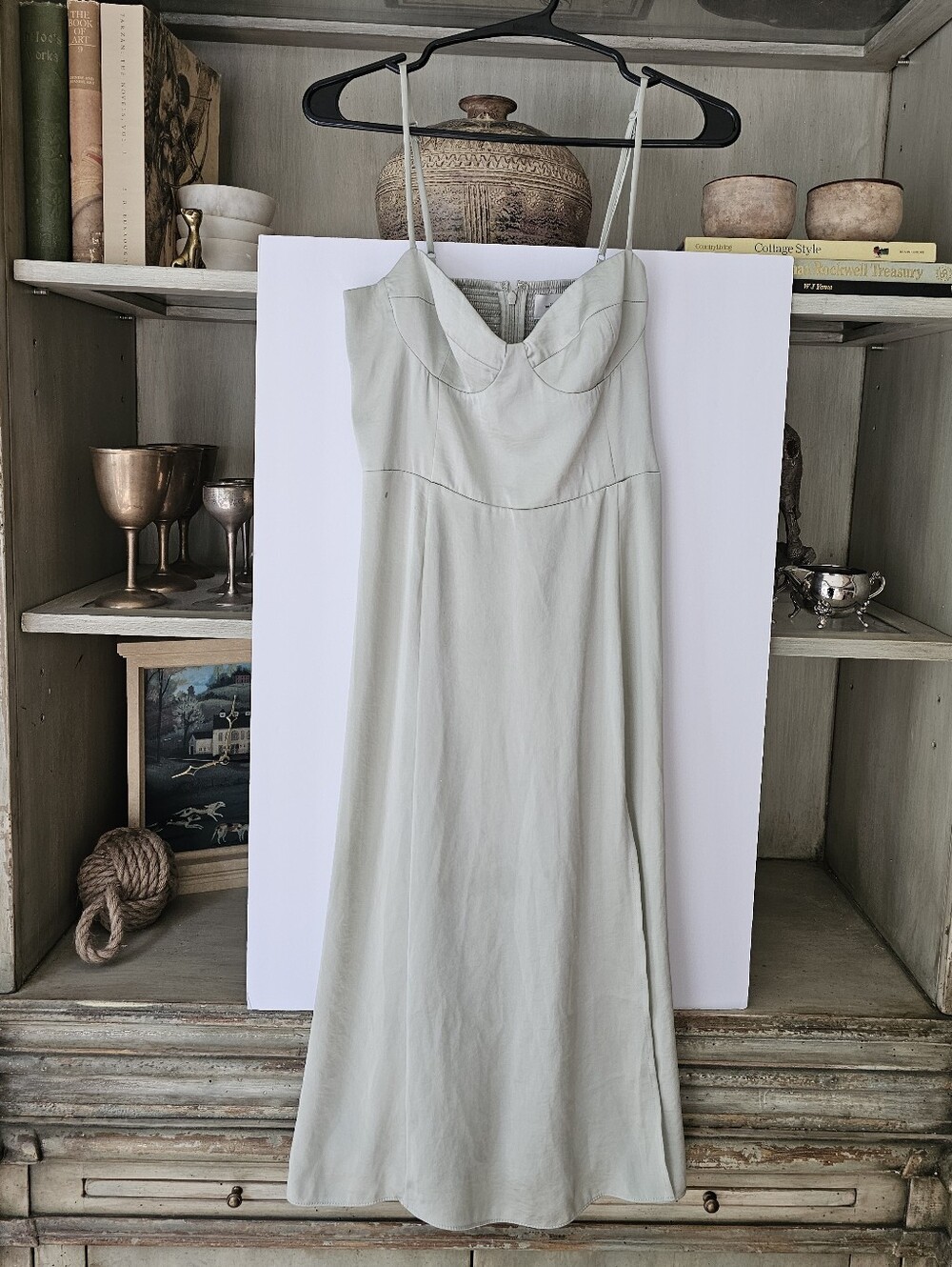 $128 WILFRED ARITZIA Rainwash Green Glaze Midi Dress - Picture 2 of 12